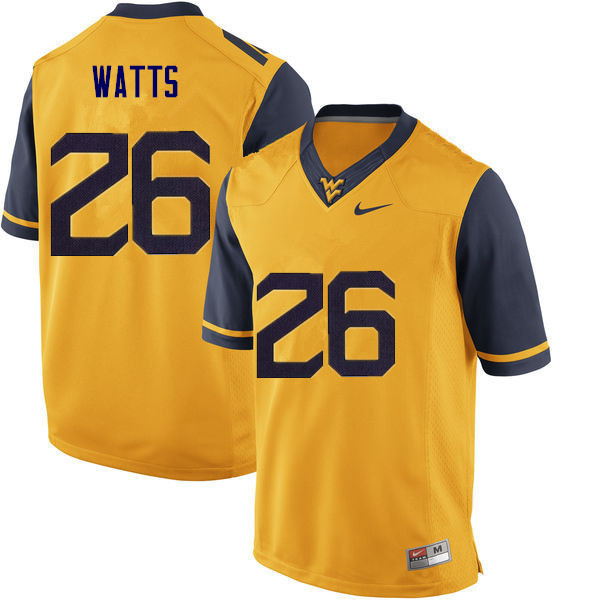 Men #26 Connor Watts West Virginia Mountaineers College Football Jerseys Sale-Gold